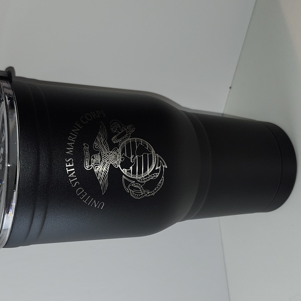 NEW 30 Oz.Black Tumbler with Marine Corps Emblem